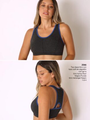 TOP DEPORTIVO EN ALGODÓN/LYCRA CON TAZA SOFT LADY JANE - Cod 2066