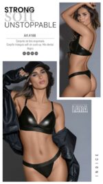 CONJUNTO DE TELA ENGOMADA. CORPINO TRIÁNGULO SOFT SIN PUSH UP. HILO DENTAL. LARA - Cod 4188