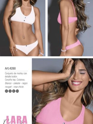 CONJUNTO DE MORLEY CON DETALLE BOTÓN. CORPIÑO TOP. COLALESS LARA - Cod 4280
