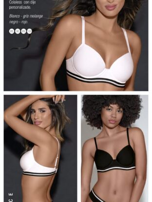 CONJUNTO ALGODÓN Y LYCRA ELÁSTICO 2 TONOS. CORPIÑO PUSH UP SOFT. COLALESS. LARA - Cod 4435