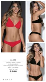 CONJUNTO DE ALGODÓN Y LYCRA CON DIJE PERSONALIZADO. CORPIÑO TRIÁNGULO SOFT SIN PUSH UP. COLALESS. LARA - Cod 4650