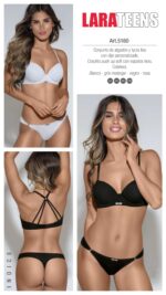 CONJUNTO DE ALGODÓN Y LYCRA. CORPIÑO PUSH UP SOFT CON ESPALDA TIRAS Y DIJE PERSONALIZADO. COLALESS. LARA - Cod 5160