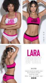 CONJUNTO DEPORTIVO DE ALGODÓN Y LYCRA CON ESTAMPA LARA SPORT. CORPIÑO TOP. CULOTTE. LARA - Cod 5700
