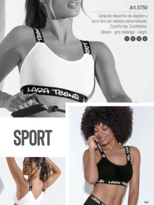 CONJUNTO DEPORTIVO CON ELÁSTICO PERSONALIZADO Y CULOTELESS LARA - Cod 5750