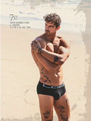 SLIP DE ALGODÓN Y LYCRA CON COLLARETA Y ELÁSTICO PERSONALIZADO LODY MEN - Cod 757E