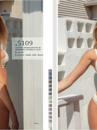 CONJUNTO TRIÁNGULO SOFT MICROFIBRA Y PUNTILLA C/ LESS   LODY - Cod 5109