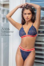 CONJUNTO TRIÁNGULO DE PUNTILLA CON ELÁSTICO SUBLIMADO Y LESS LODY - Cod 5316