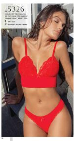 CONJUNTO TRIÁNGULO DE PUNTILLA CON BASE DE MICROFIBRA Y VEDETINA LODY - Cod 5326