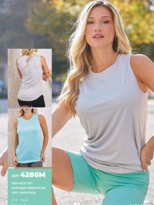 REMERA SIN MANGAS DEPORTIVA CON ESTAMPA MOZIONE - Cod 4286