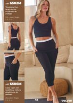 CALZA CAPRI CON BOLSILLOS Y CINTURA ALTA BITONO DE POLISAP MOZIONE - Cod 6506