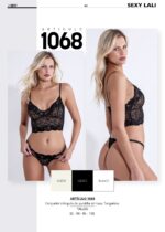 CONJUNTO TRIÁNGULO DE PUNTILLA SIN TAZA CON TANGALESS SEXY LALI - Cod 1068