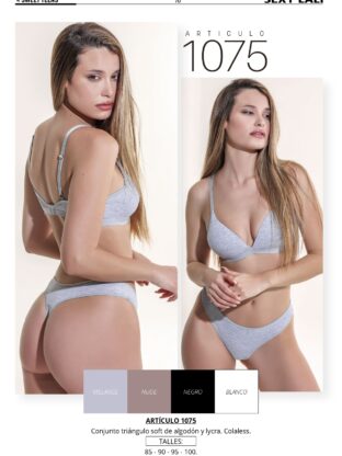 CONJUNTO TRIÁNGULO SOFT DE ALGODÓN Y LYCRA CON COLALESS SEXY LALI - Cod 1075