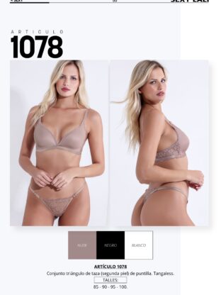 CONJUNTO TRIÁNGULO SEGUNDA PIEL DE PUNTILLA Y LESS SEXY LALI - Cod 1078