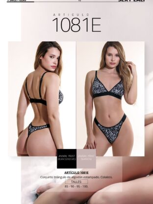 CONJUNTO TRIÁNGULO DE ALGODÓN ESTAMPADO CON COLALESS SEXY LALI - Cod 1081E