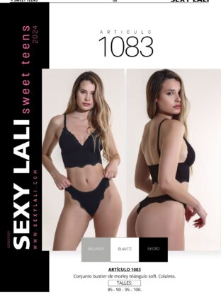 CONJUNTO BUSTIER DE MORLEY TRIÁNGULO SOFT CON COLALESS SEXY LALI - Cod 1083