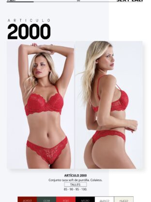 CONJUNTO TAZA SOFT DE PUNTILLA CON COLALESS SEXY LALI - Cod 2000