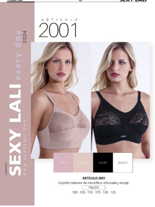 CORPIÑO REDUCTOR DE MICROFIBRA REFORZADO Y ENCAJE SEXY LALI - Cod 2001