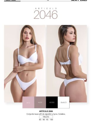 CONJUNTO TAZA SOFT DE ALGODÓN Y LYCRA CON COLALESS SEXY LALI - Cod 2046