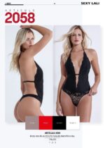 BODY DE PUNTILLA FORRADA DE MICROFIBRA LISA CON COLALESS SEXY LALI - Cod 2058