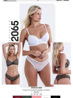 CONJUNTO TAZA SOFT DE PUNTILLA Y CULOTELESS SEXY LALI - Cod 2065