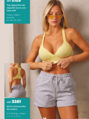TOP DEPORTIVO DE ALGODÓN Y LYCRA CON TAZA SOFT SHEDYL - Cod 2125
