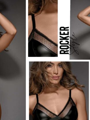 CONJUNTO DE MICROFIBRA ENGOMADA Y RED LUREX FANTASIA. CORPIÑO TRIÁNGULO. COLALESS. SIGRY - Cod 1425