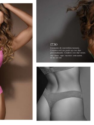 CONJUNTO DE MICROFIBRA FANTASÍA. CORPIÑO SOFT SIN PUSH UP CON DIJE PERSONALIZADO. COLALESS CON DIJE. SIGRY - Cod 1730