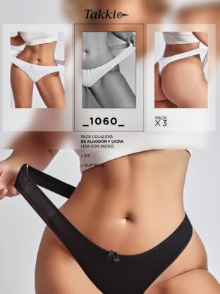 PACK X 3 COLALESS CON MOÑO ALGODÓN Y LYCRA LISA TAKKI - Cod 1060
