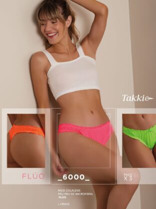 COLALESS PACK X 3 MICROFIBRA FRUNCIDA FLUO FRUFRU TAKKI - Cod 6000