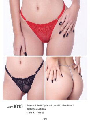 PACK X 3 DE TANGAS DE PUNTILLA HILO DENTAL  UAILEE - Cod 1010