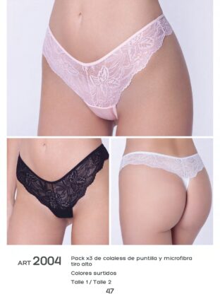 PACK X 3 DE COLALESS DE PUNTILLA Y MICROFIBRA TIRO ALTO  UAILEE - Cod 2004