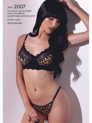 CONJUNTO DE PUNTILLA CON MICROFIBRA SUBLIMADA ANIMAL PRINT UAILEE - Cod 2007
