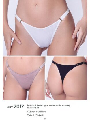 PACK X 3 DE TANGA CAVADA DE MORLEY MICROFIBRA UAILEE - Cod 2017