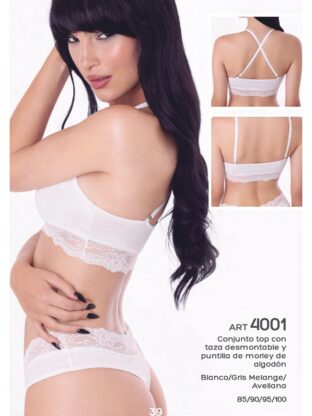 CONJUNTO TOP CON TAZA DESMONTABLE Y PUNTILLA DE MORLEY DE ALGODÓN  UAILEE - Cod 4001