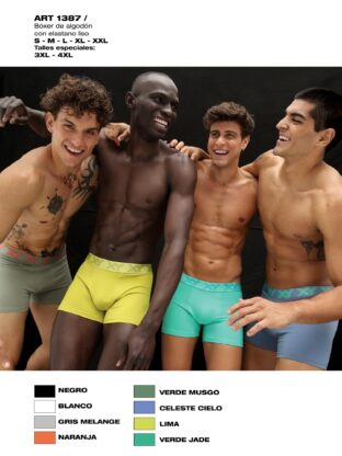 BÓXER DE ALGODÓN Y ELASTANO. ANATÓMICO, LISO CLÁSICO XY - Cod 1387
