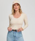 CAMISETA MANGAS LARGAS DE JACQUARD PARA DAMA BIANCA SECRETA - Cod 26541