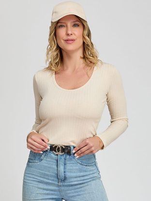 CAMISETA MANGAS LARGAS DE JACQUARD PARA DAMA BIANCA SECRETA - Cod 26541
