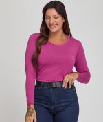 CAMISETA MANGAS LARGAS DE MODAL CON DETALLE DE PUNTILLA PARA DAMA BIANCA SECRETA - Cod 26545