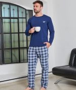 PIJAMA PARA HOMBRE DE MODAL, MANGAS LARGAS, PANTALÓN ESTAMPADO BIANCA SECRETA - Cod 26562