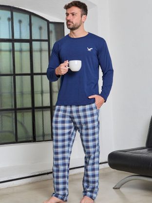 PIJAMA PARA HOMBRE DE MODAL, MANGAS LARGAS, PANTALÓN ESTAMPADO BIANCA SECRETA - Cod 26562