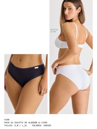 PACK X 2 CULOTTE DE ALGODÓN Y LYCRA BRIGITTE - Cod 4106