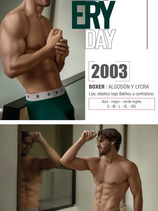 BÓXER ALGODÓN Y LYCRA. LISO. ELÁSTICO LOGO BAKHOU A CONTRATONO. BAKHOU - Cod 2003