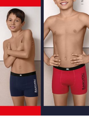 BÓXER DE NIÑO ALGODÓN Y LYCRA. LISO CON ESTAMPA LOCALIZADA BAKHOU KIDS. ELÁSTICO LISO NEGRO. BAKHOU - Cod 4022