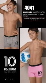 BÓXER DE NIÑO ALGODÓN Y LYCRA. LISO CON ESTAMPA LOCALIZADA ROBOT. ELÁSTICO LISO NEGRO. BAKHOU - Cod 4041