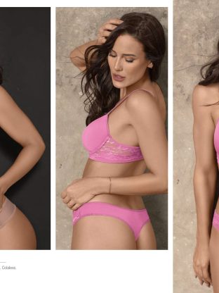 CONJUNTO DE MICROFIBRA Y PUNTILLA. CORPIÑO PUSH UP SOFT. COLALESS BELEN - Cod 3720