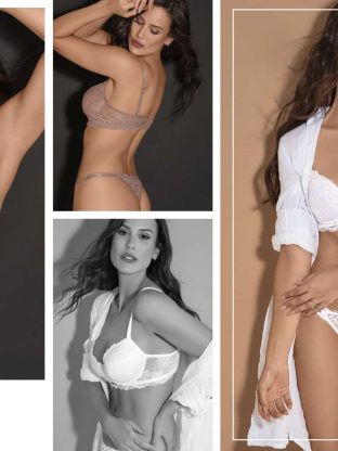 CONJUNTO DE PUNTILLA. CORPIÑO PUSH UP SOFT CON DIJE PERSONALIZADO. COLALESS HILO DENTAL. BELEN - Cod 3795