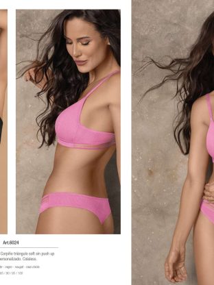 CONJUNTO DE MORLEY. CORPINIO TRIÁNGULO SOFT SIN PUSH UP CON DIJE PERSONALIZADO. COLALESS. BELEN - Cod 6024