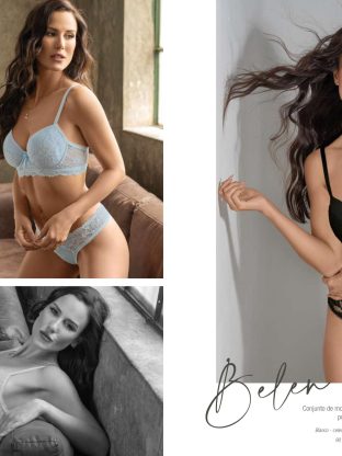 CONJUNTO DE MORLEY Y PUNTILLA. CORPIÑO SOFT SIN PUSH UP. COLALESS. BELEN - Cod 6045