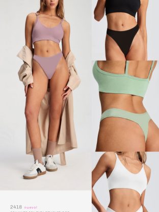 CONJUNTO CON TAZA REMOVIBLE DE ALGODÓN Y LYCRA DOBLE Y LESS BRIGITTE - Cod 2418