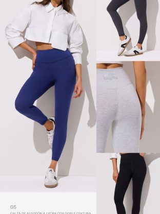 CALZA DE ALGODÓN Y LYCRA CON DOBLE CINTURA BRIGITTE - Cod G5